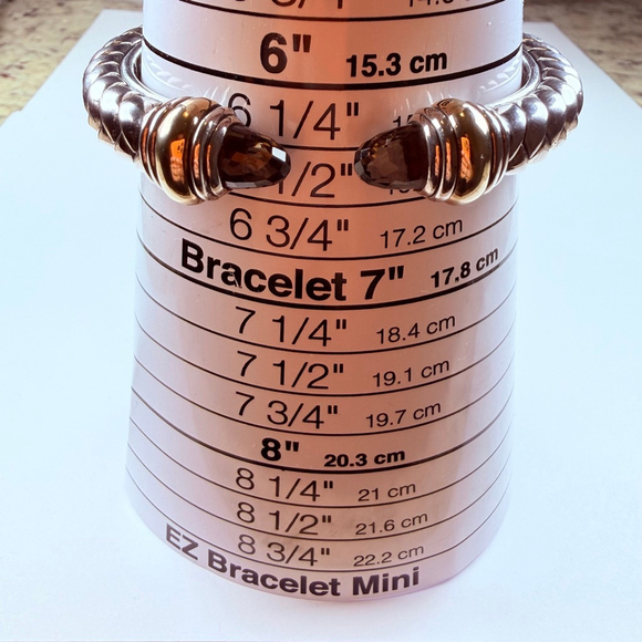 Scott Kay 18K Gold Smoky Quartz Hinged Cuff Sterling Silver 925 Waverly Bracelet - Picture 9 of 12